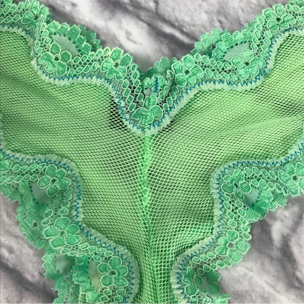 Y2K Vintage Sexy Little Things Victoria’s Secret Fishnet Lace Brazilian Panty - Picture 3 of 6